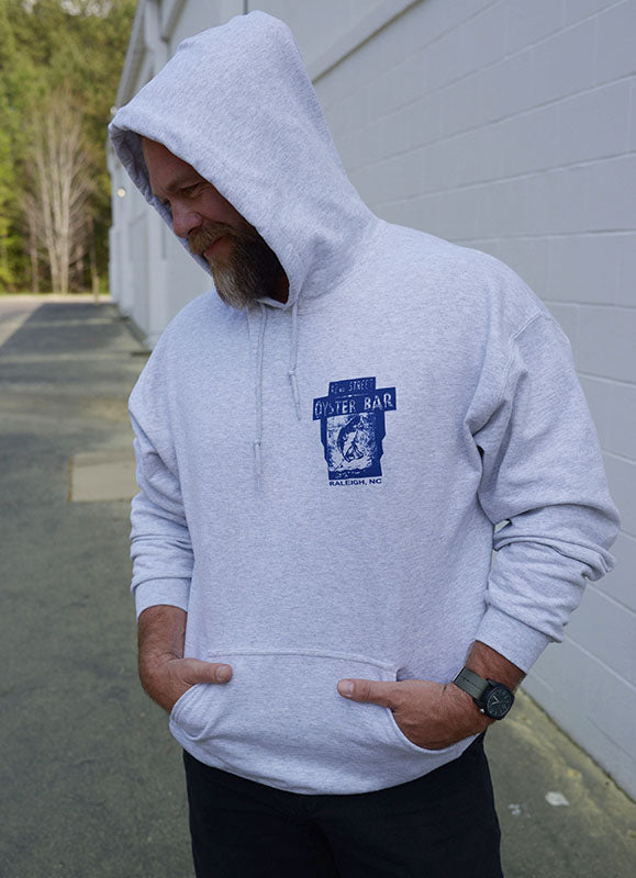 Original 42nd Street Sign Hoodie - Ash with Navy Fish Print