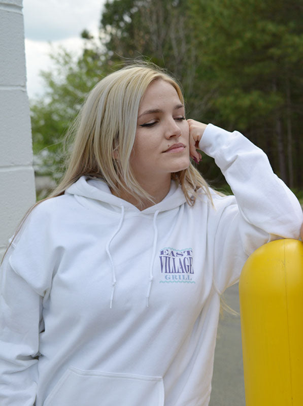 East Village Grill Adult Heavy Blend Hoodie - White