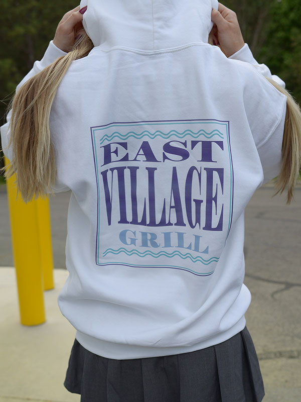 East Village Grill Adult Heavy Blend Hoodie - White