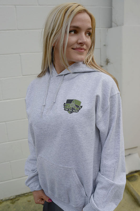 Tir Na Nog Hoodie - Grey with Classic Logo Print