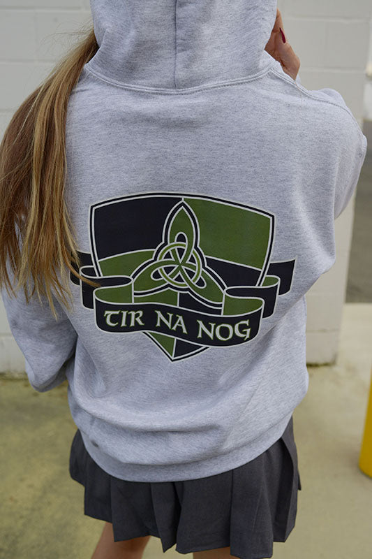 Tir Na Nog Hoodie - Grey with Classic Logo Print