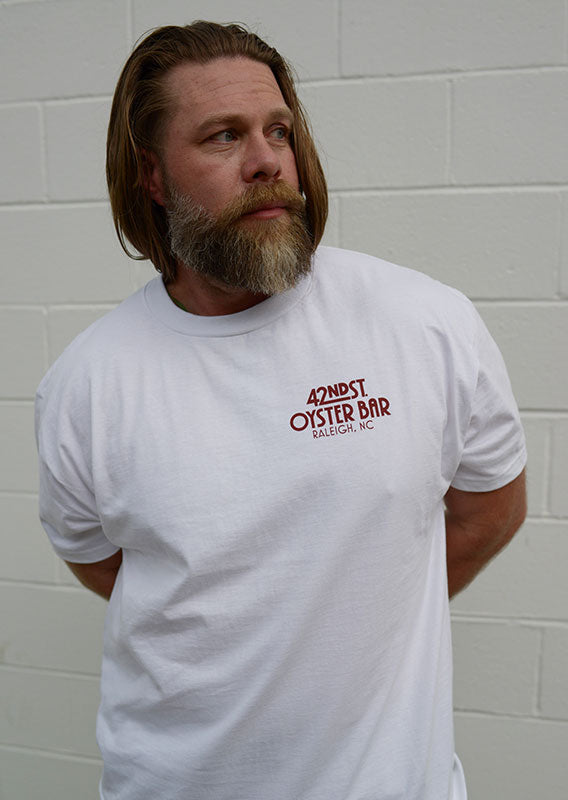 42nd Classic Print Short Sleeve T - White with Maroon Logo