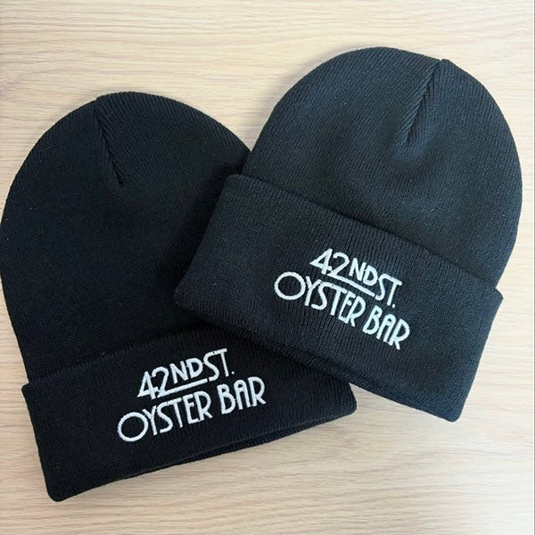 42nd Oyster Street Bar Embroidered Beanie - Black