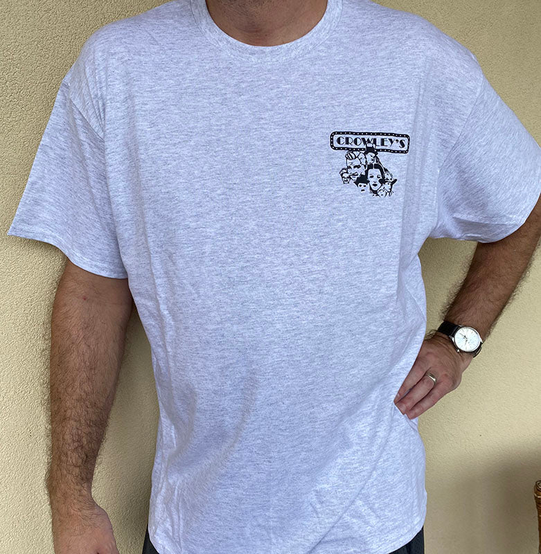 Crowley's Old Favorites Short Sleeve T - Ash with Black Print