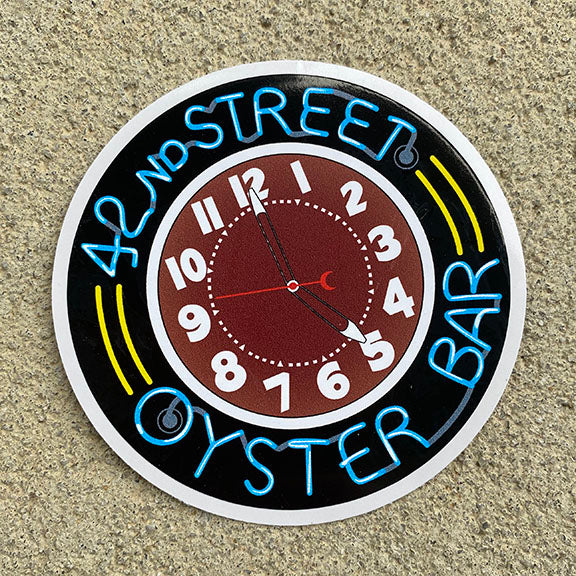New! 3" Round 42nd Street Oyster Bar Clock Sticker