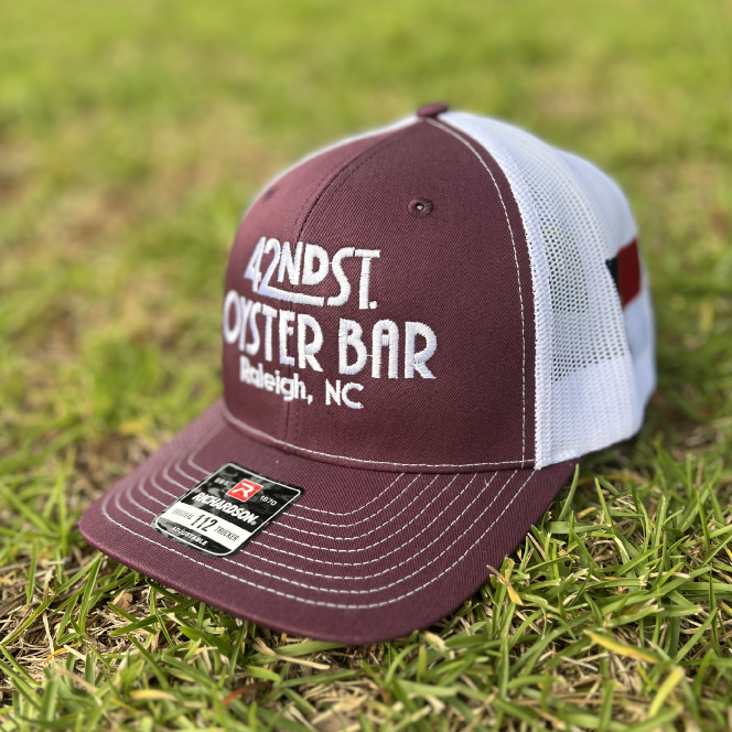 42nd St Oyster Bar Trucker Hat with Mesh - Maroon and White